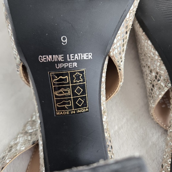 Sugar Tart‎ Snakeskin Slingback Heels Sz 9 Block Heel Open Square Toe Shoes - Picture 9 of 11